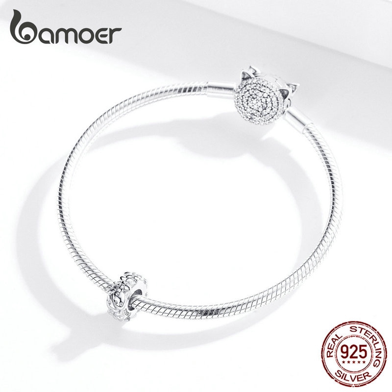 Hạt phụ kiện Bamoer BSC112 đính đá nhân tạo dùng làm vòng đeo tay cho nữ
