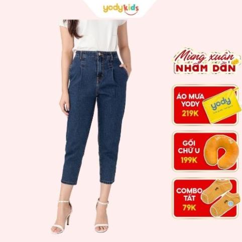 Quần jean skinny lưng cao nữ Yody, baggy cạp cao, vải bò co giãn ống côn QJN3076 🥇 ! ,