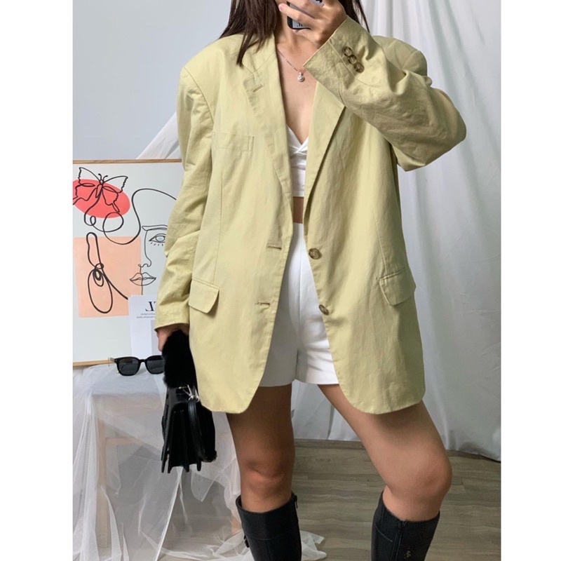 Áo blazer menswear màu be phom unisex