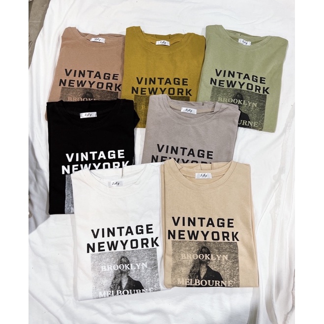 Áo thun áo phông cộc tay unisex nam nữ vintage 3158 chất dày NEWYORK MS 002