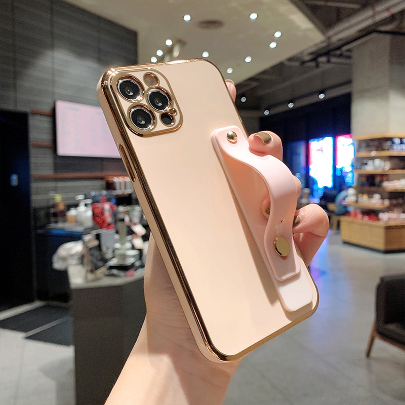 Ốp Điện Thoại TPU Mạ Màu Kèm Giá Đỡ Cho iPhone 13 12 11 pro max