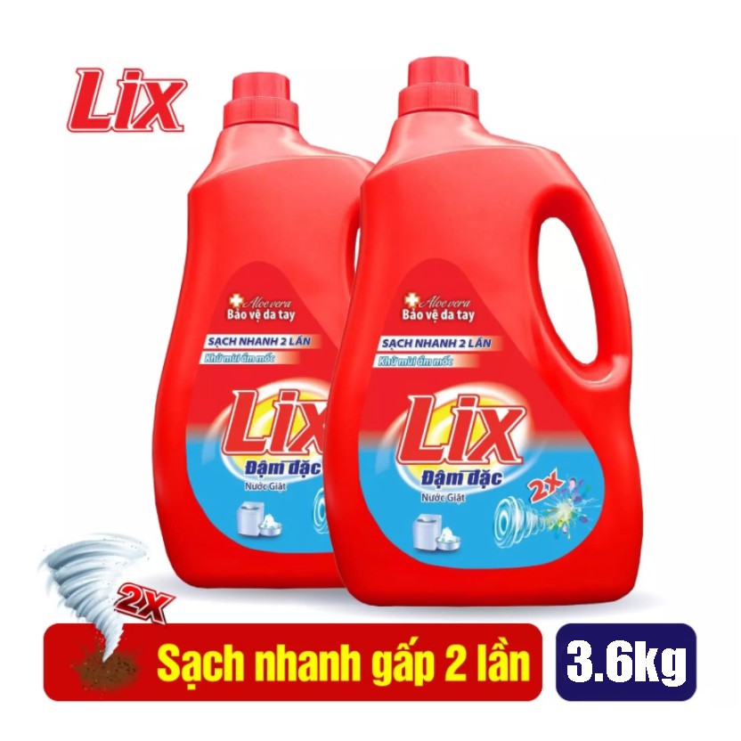 [Combo] 2 chai Nước giặt đậm đặc Lix 3.6kg