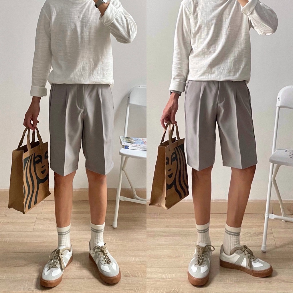 NOBITA HOME - Quần shorts nam, quần tây ngắn, nửa lưng chun 7702