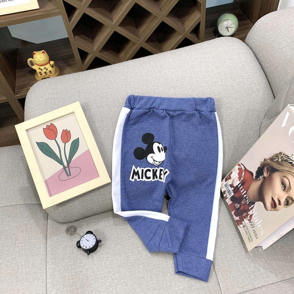 Quần dài trẻ em, quần dài Mickey cho bé chất vải Da cá thông thoáng dày dặn hàng loại 1