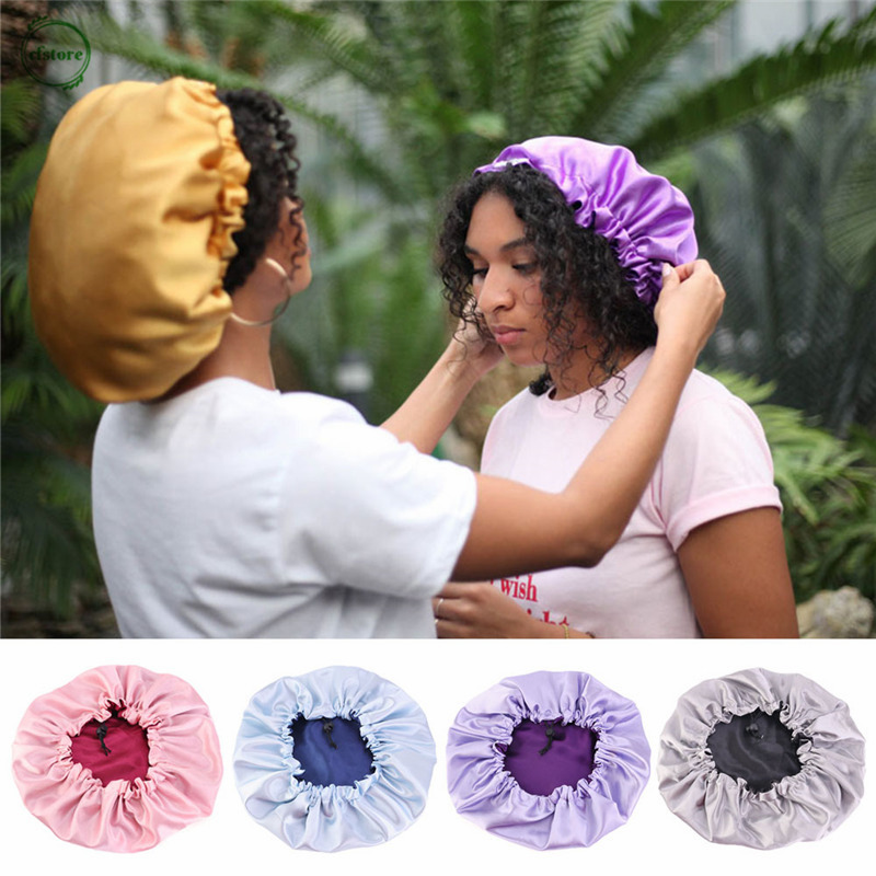 [Hàng mới về] Mũ trùm tóc bằng lụa satin màu trơn tùy chọn có thể điều chỉnh