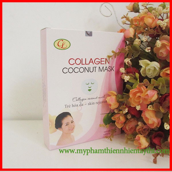 Mặt Nạ Dừa Collagen Cửu Long Hộp 4 Miếng