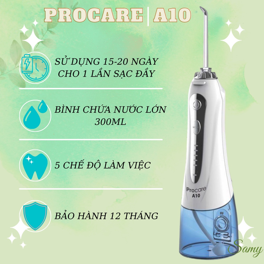 Máy Tăm Nước Chính Hãng Procare A10 (water flosser) - Thế Hệ Mới Cao Cấp - Chăm Sóc Răng Miệng Hiệu Qủa