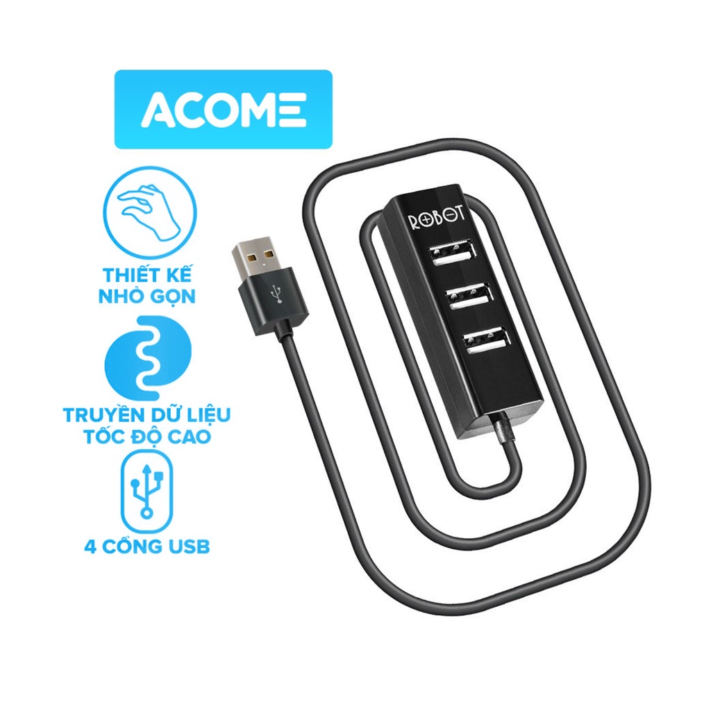 HUB Chuyển Đổi Chia Cổng USB ACOME H140-80 Mở Rộng 4 Cổng USB 2.0 Dây Nối Dài 80 Cm