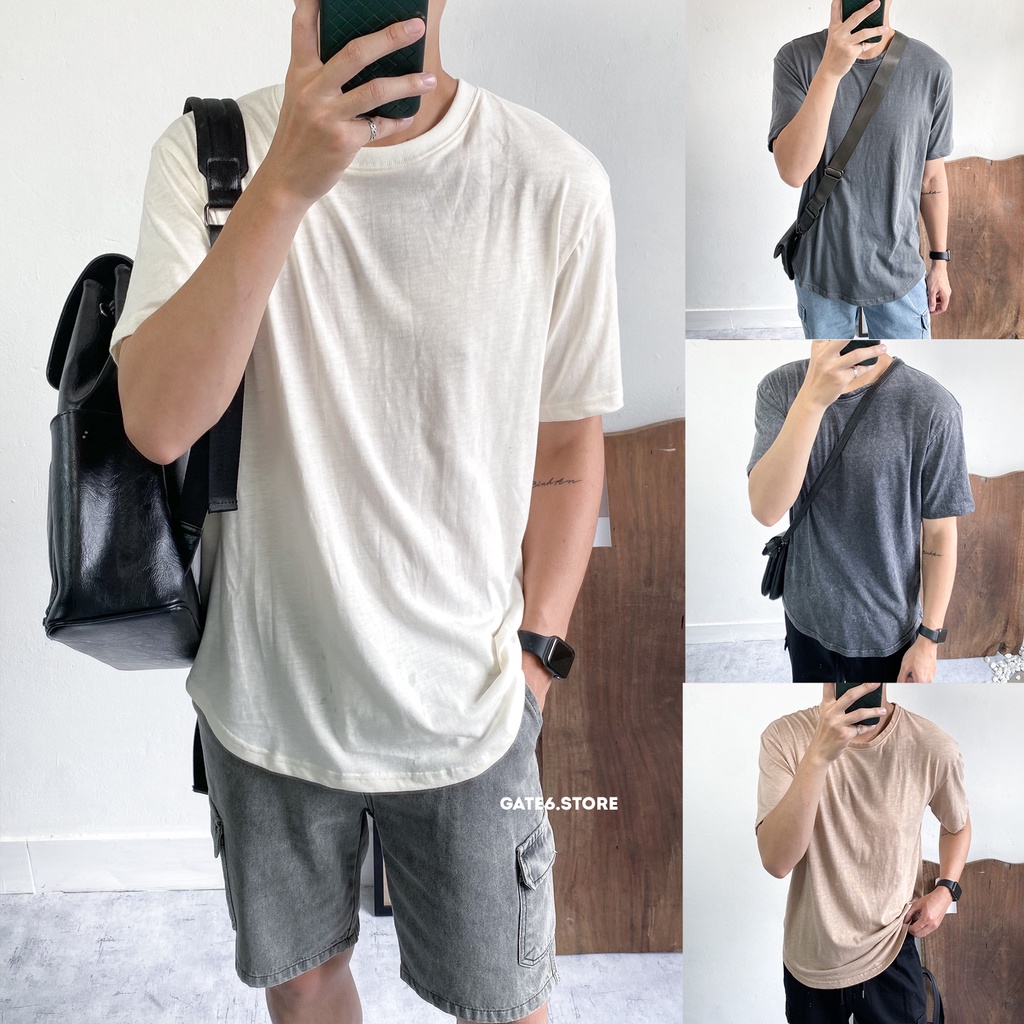 Áo Phông Nam BT trơn, thun cổ tròn vải cotton xước 100% co giãn thoáng mát GATE6 - #4744