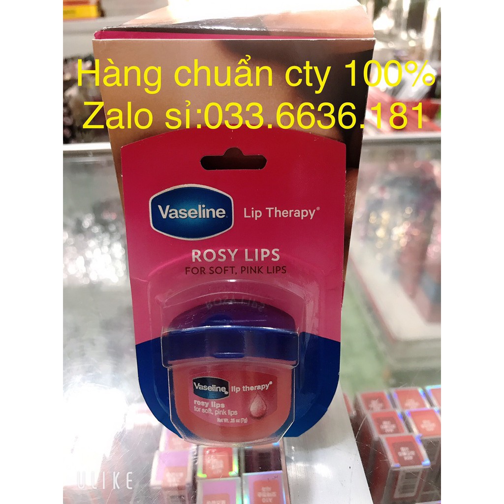 [chính hãng 100%] dưỡng môi VASELINE ROSY LIPS màu hồng tri khô nứt môi ,tẩy da chết cho môi,giúp môi mềm mịn 7G