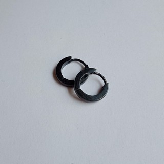 Bông tai đen khoen tròn nhỏ thép không gỉ dành cho nam và nữ (hình tự chụp)