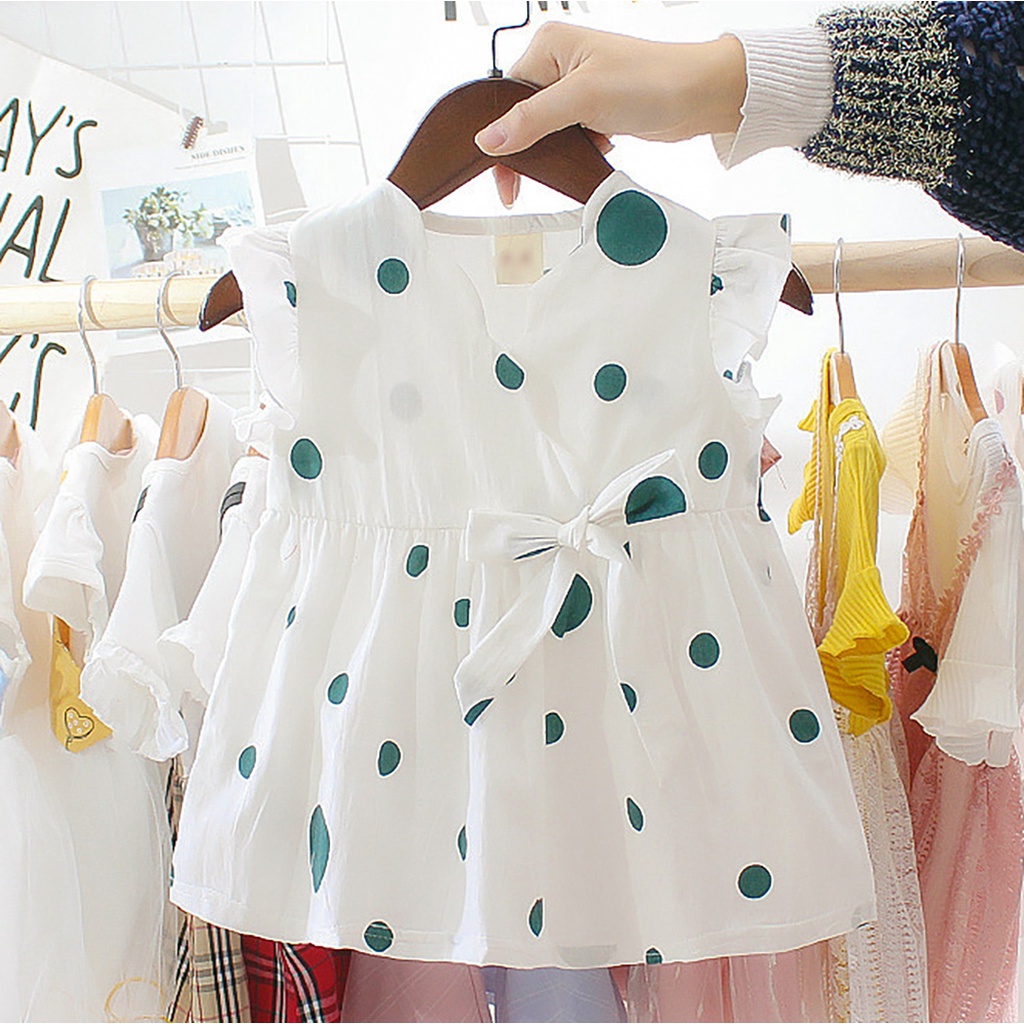 Váy bé gái Bồ Công Anh cotton cổ lớn chấm bi thời trang cho bé dưới 2 tuổi