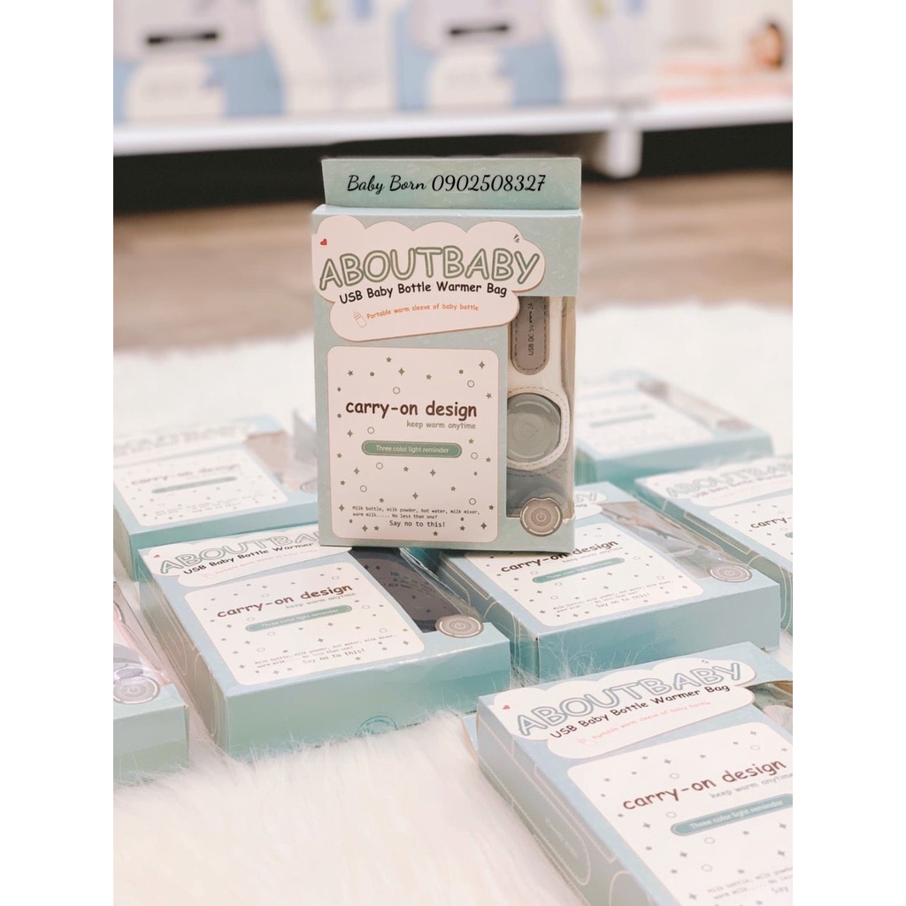 Túi hâm/ Túi ủ ấm bình sữa bằng da cao cấp ABOUTBABY, điều chỉnh 3 chế độ sưởi ấm