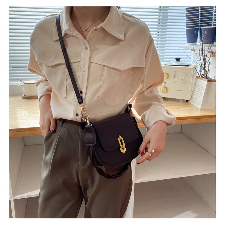 Túi Xách Nữ Đeo Chéo Hình Bầu Dục Túi Đẹp Nách Da PU Màu Đen Màu Nâu Kiểu Dáng Đơn Giản Phong Cách Hàn Quốc