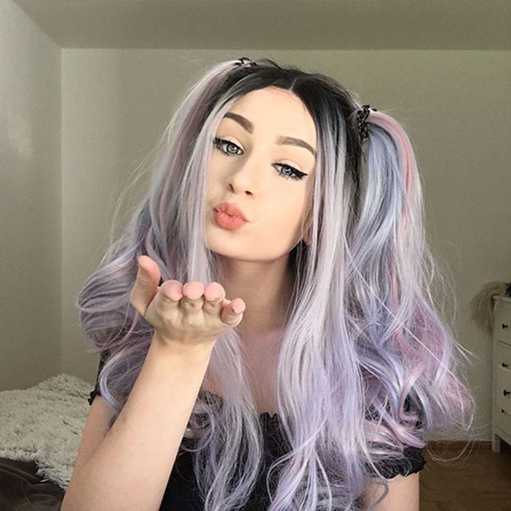 ANEMONE Tóc Giả Nữ Kiểu Xoăn Gợn Sóng Lớn Màu Pastel Bằng Sợi Tổng Hợp Chịu Nhiệt Hóa Trang Halloween