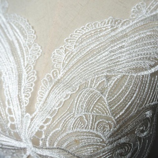 Miếng Vải Lụa Polyester Phối Ren Thêu Hình Bướm Dùng May Đầm DIY