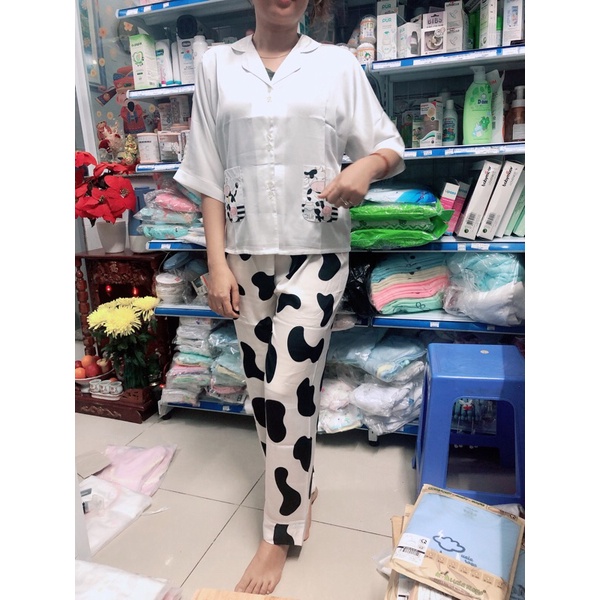 Bộ mặc nhà bò sữa lụa cao cấp