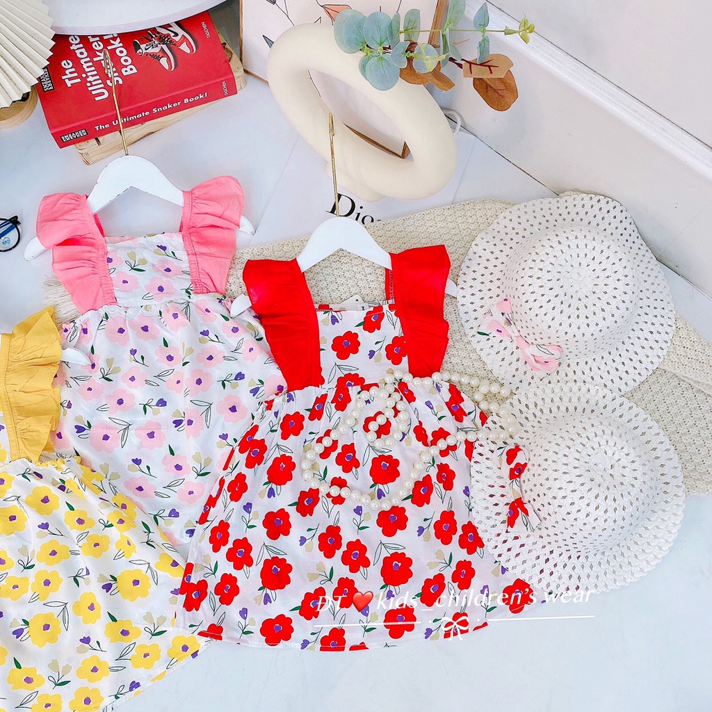 Váy hoa cánh tiên kèm mũ bé gái