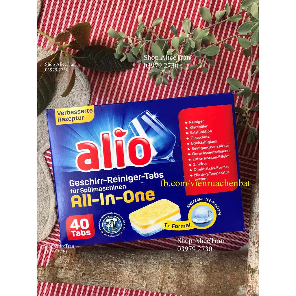 ALIO - Bột 1.8kg/ Viên Classic 100v/ Viên All in one 40v/ Muối 2kg (dùng trong máy rửa chén bát)