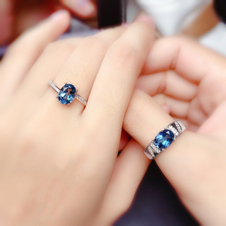 Nhẫn Cưới Bạc 925 Đính Đá Sapphire Thời Trang