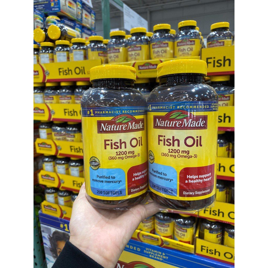 DẦU CÁ FISH OIL OMEGA 3 NATURE MADE 1200MG HỘP 200 VIÊN CỦA MỸ