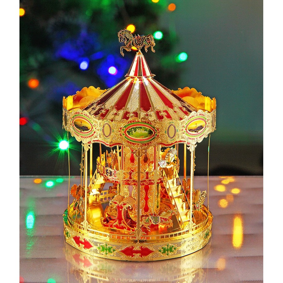 Mô hình lắp ghép kim loại 3d Vòng Xoay Ngựa Gỗ Merry Go Round