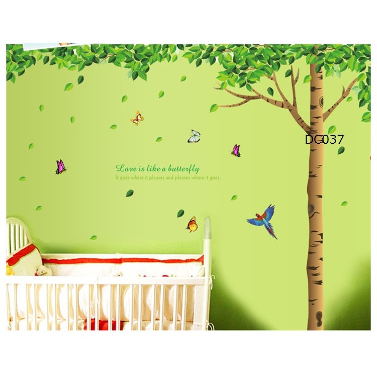 Decal dán tường đẹp Cây xanh bóng mát to trang trí phòng khách tươi mát - DCX008