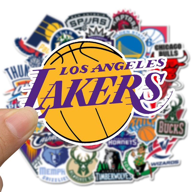 Bộ 32 miếng dán logo in họa tiết các đội bóng rổ NBA