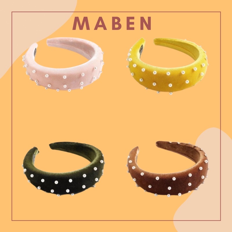 Cài tóc đính hạt bẹt màu trơn - Mấn tóc phụ kiện mặc áo dài - Maben