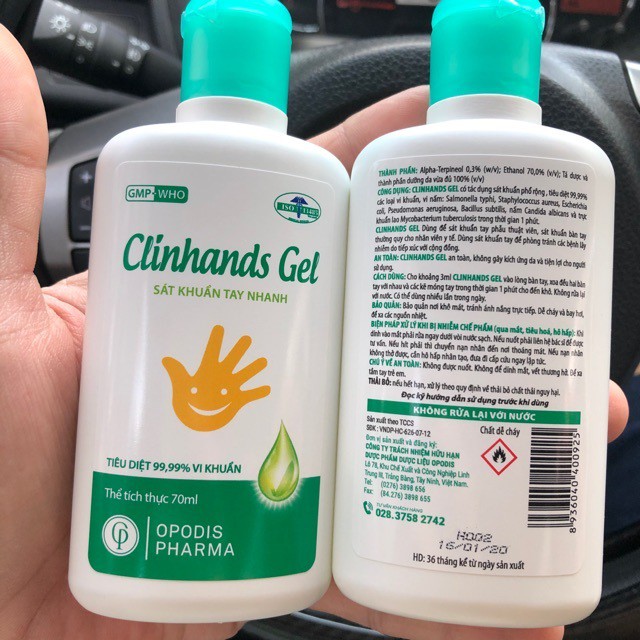 Dung dịch rửa tay khô diệt khuẩn Clinhands Gel 70ml
