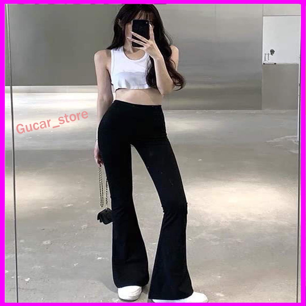 Quần ống loe cạp cao legging dáng dài, Quần legging nữ ôm ống loe dáng dài-Gucar-store
