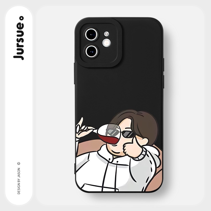 Ốp lưng JURSUE hoạt hình cặp đôi dễ thương đẹp cho iPhone 13 12 11 Pro Max SE 2020 X XR XS 8 7 6S 6 Plus kute Y2002
