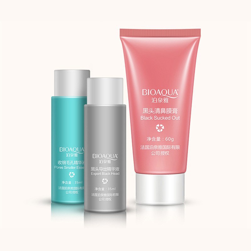 Bộ gel lột mụn đầu đen mũi BIOAQUA set 3 bước nội địa trung không gây kích ứng siêu sạch mụn