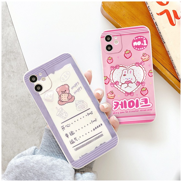 Ốp lưng iphone vỏ kẹo nền bóng thỏ dâu gấu tím no1 6/6splus/7/7plus/8/8plus/x/xr/xs/11/12/13/14/pro/max/plus/promax