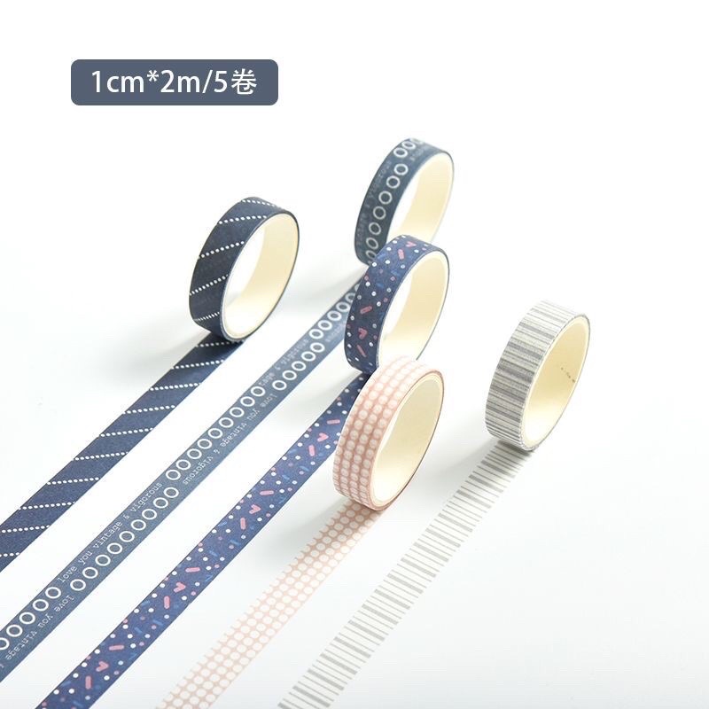 Set 5 Cuộn Washi Tape Băng Dính Trang Trí Sổ Bullet Journal