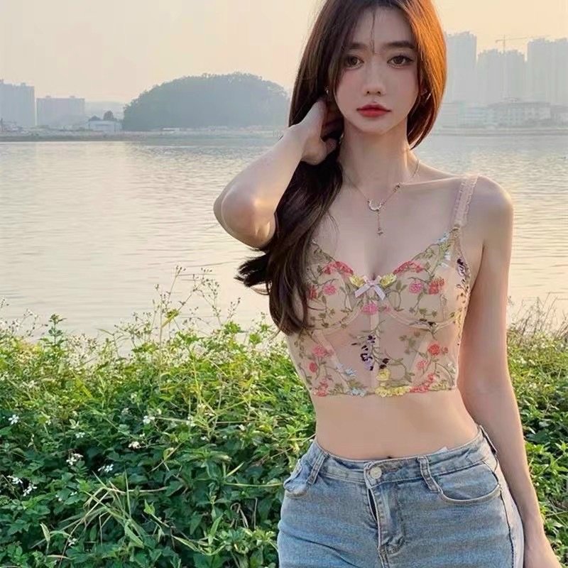 Áo bralete thơm corset hoa retro kiểu pháp 333