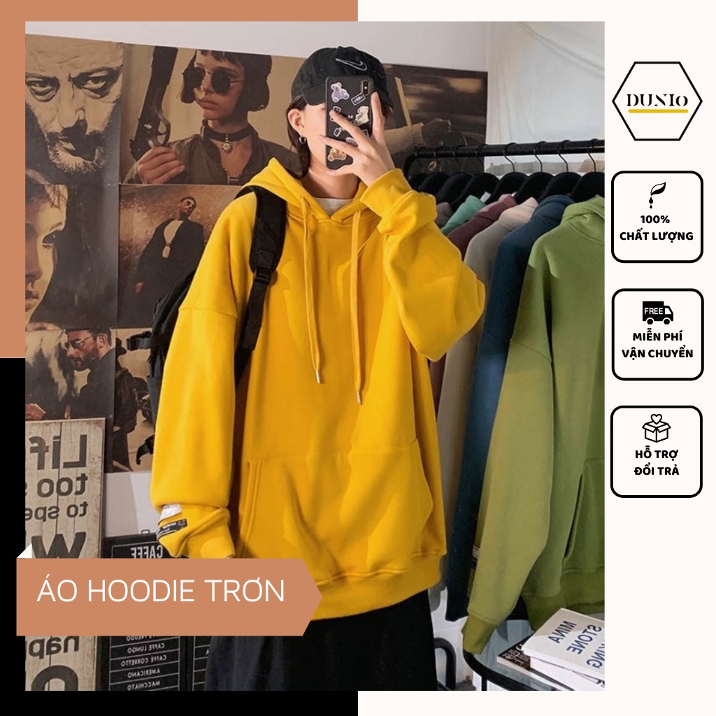 Áo Hoodie Form trơn Nam Nữ DUNITRAN phong cách unisex cá tính, chất nỉ ngoại DH01 | BigBuy360 - bigbuy360.vn