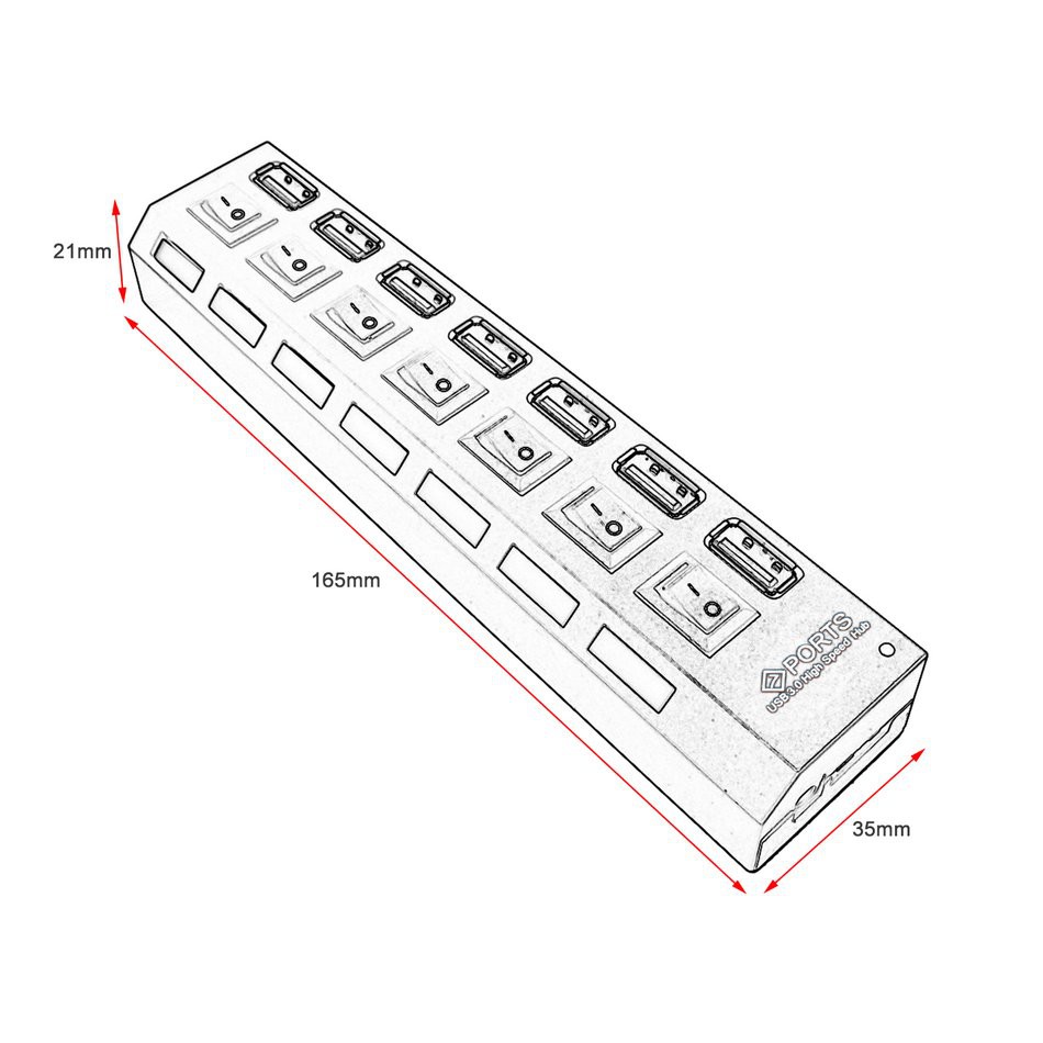 Bộ Chia 7 Cổng Usb 3.0 Tốc Độ Cao