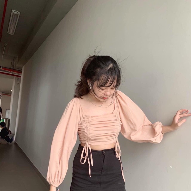 Áo croptop rút dây - nhiều màu