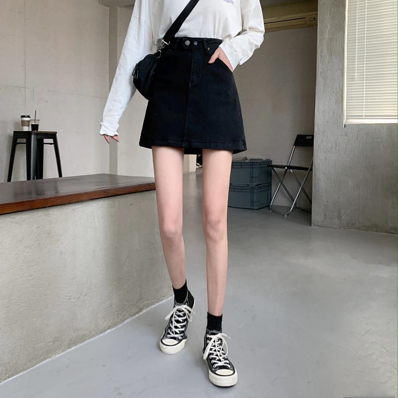 chân váy jean Lưng Cao Xinh Xắn Theo Phong Cách Hàn Quốc 2021