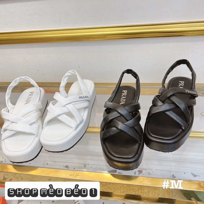 Sandal prd quai đan chéo đế cao fullbox