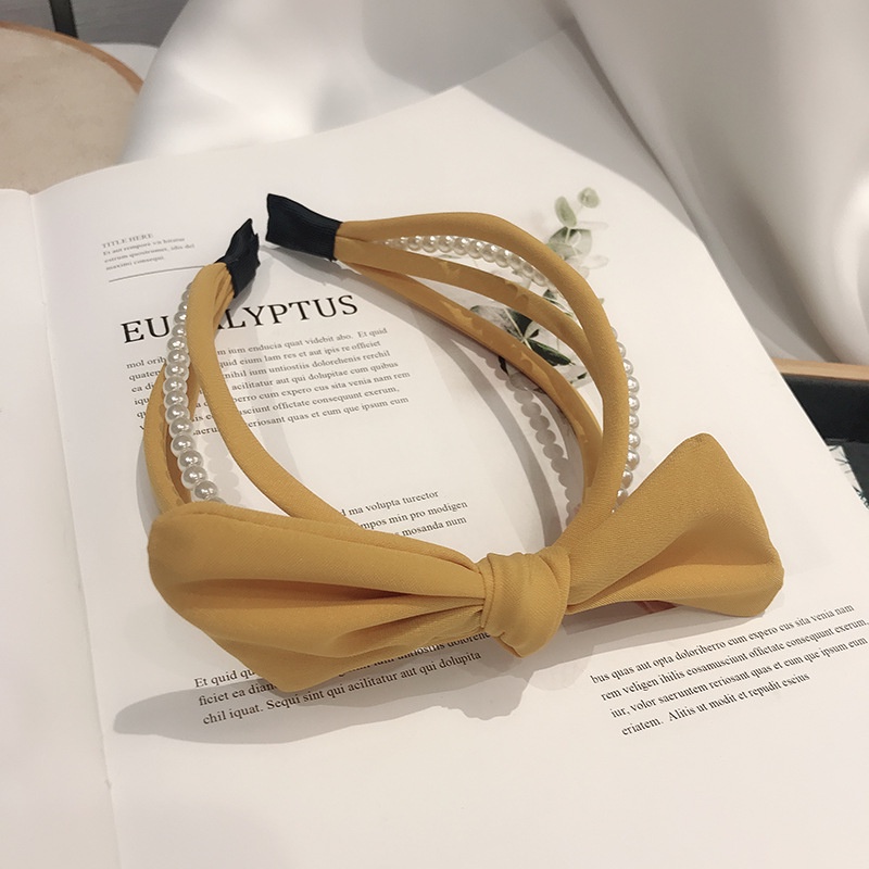 Băng Đô Cài Tóc Hình Nơ Đính Ngọc Trai Thanh Lịch Cho Nữ