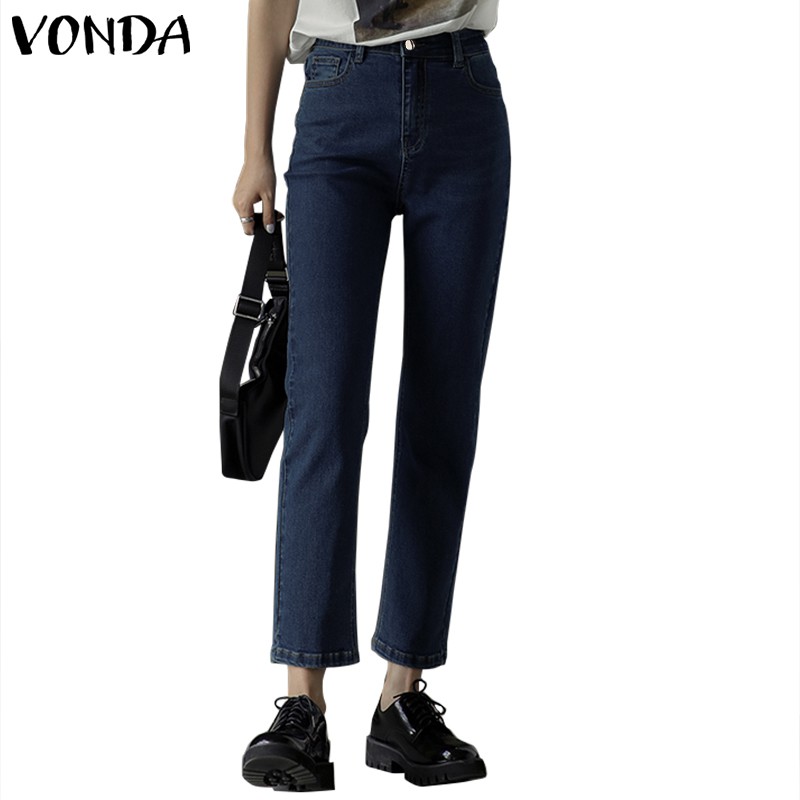 Quần VONDA Denim Lưng Cao Màu Trơn Thời Trang Dành Cho Nữ | BigBuy360 - bigbuy360.vn