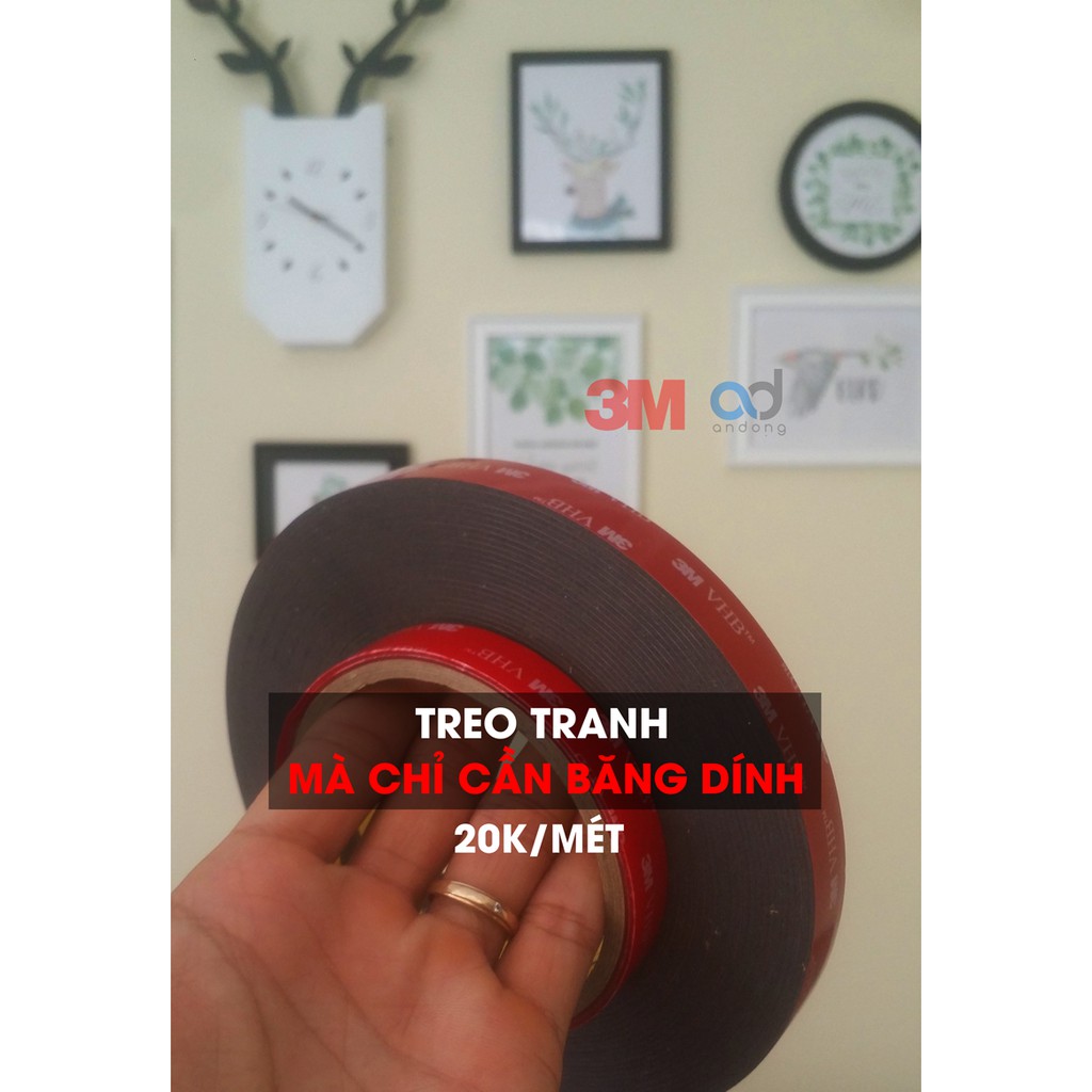 Băng keo 2 Mặt cường lực 3M 5962 Treo tranh lên tường, treo móc, ổ điện, giá đỡ, tượng taplo xe