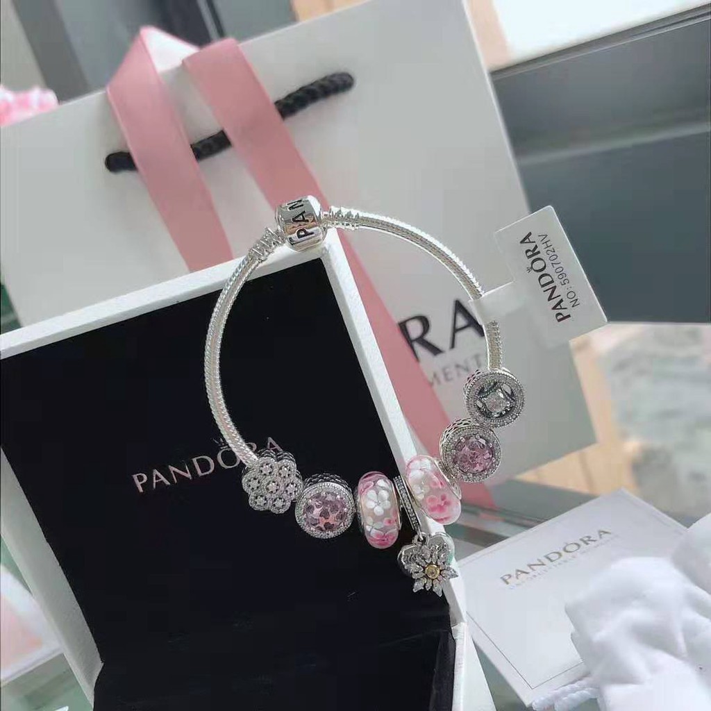 Pandora Vòng Tay Chuỗi Hạt Mạ Bạc 925 Hình Trái Tim / Tuyết 2021 Thời Trang Cho Bạn Gái654642