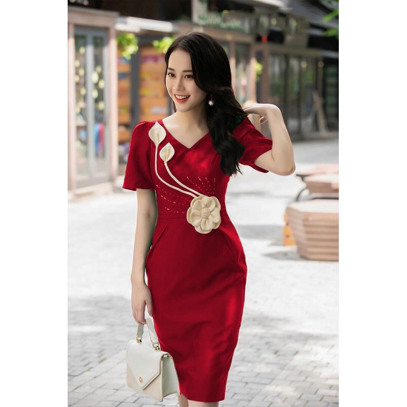 ĐẦM BODY KẾT HOA LÁ PHA LÊ