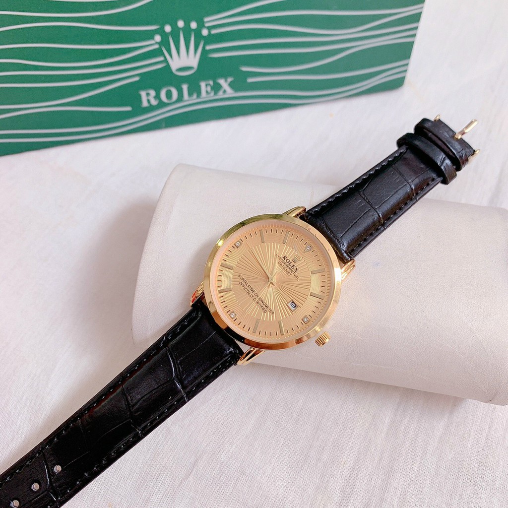 Đồng hồ Nam Rolex dây da mềm, phong cách classic, hàng full box thẻ bảo hành 12 tháng