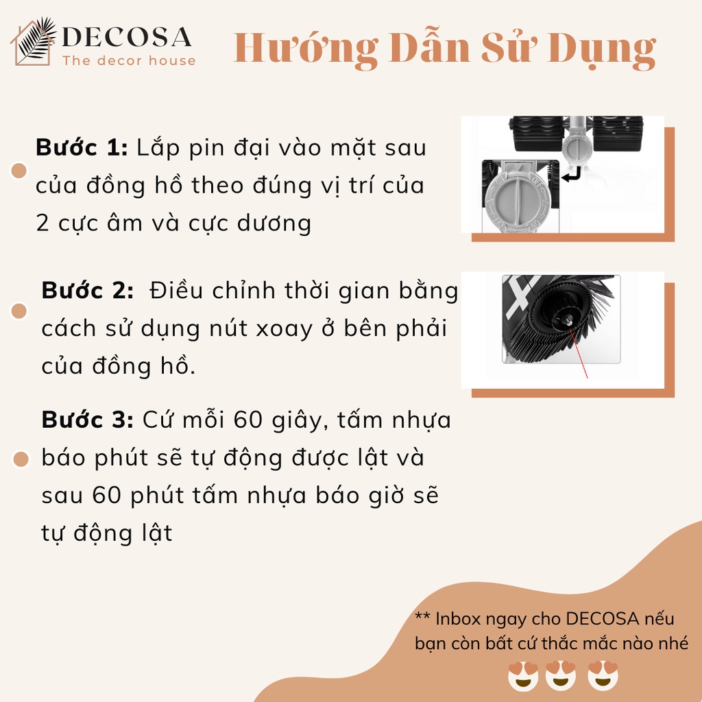 Đồng hồ để bàn lật số trang trí phong cách cổ điển DECOSA