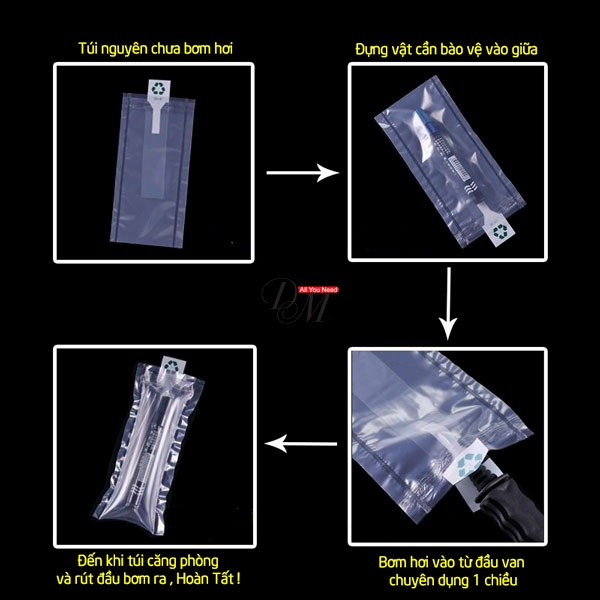 Túi đựng bơm khí chống sốc đệm hơi 5D bảo vệ hàng hóa, mỹ phẫm