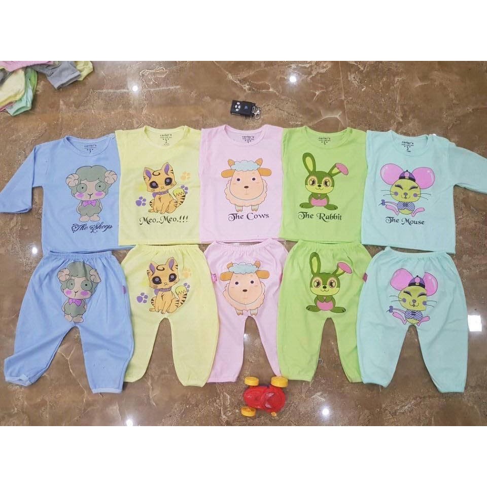 SET 5 Bộ áo tay dài + quần dài dành cho bé gái CARTER